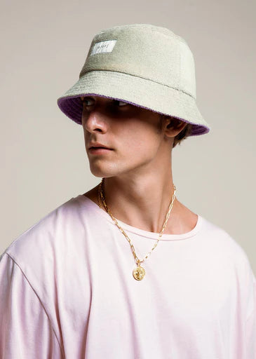 Towel Bucket Hat - Reversible Lilac & Pistachio